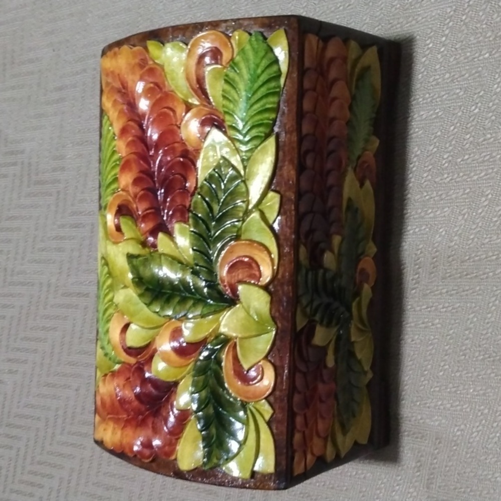 Beautiful Carved Wood Jewelry or Trinket Box